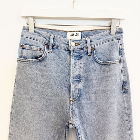 Agolde Denim Nico High Rise Slim Fit Jeans Button Fly Cliffside Blue Casual 26 - Picture 3 of 10